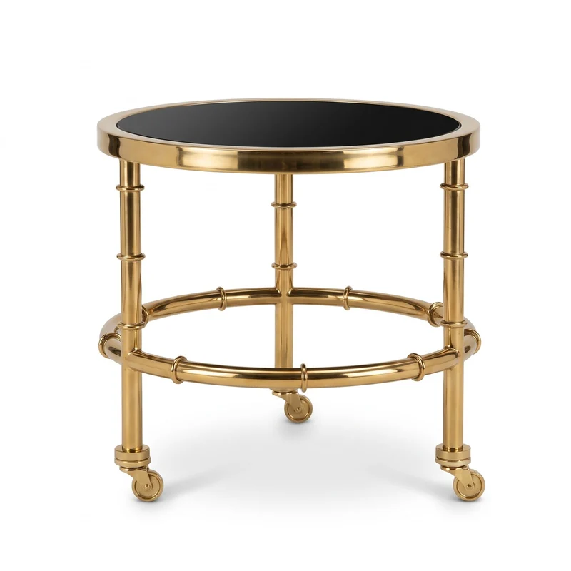 Casa Padrino Luxus Beistelltisch modern Design Gold / Schwarz Glas Ø 40 cm H. 40 cm